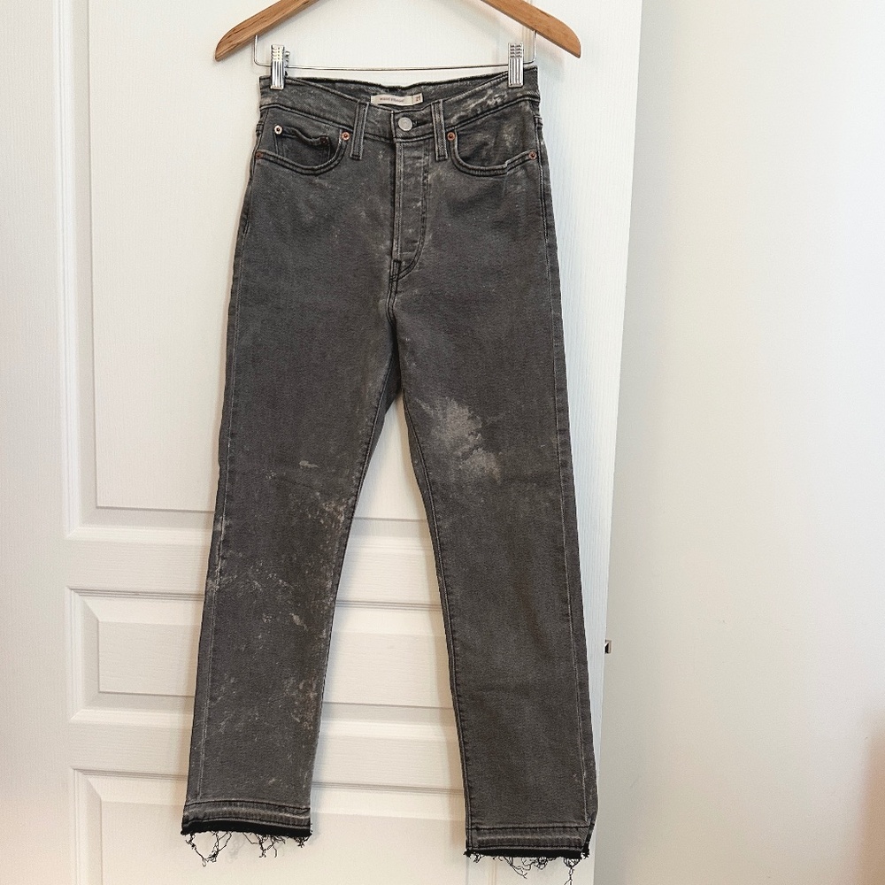 Levi Jeans Light Charcoal Distressed Splatter Wedgie Straight W27 L28